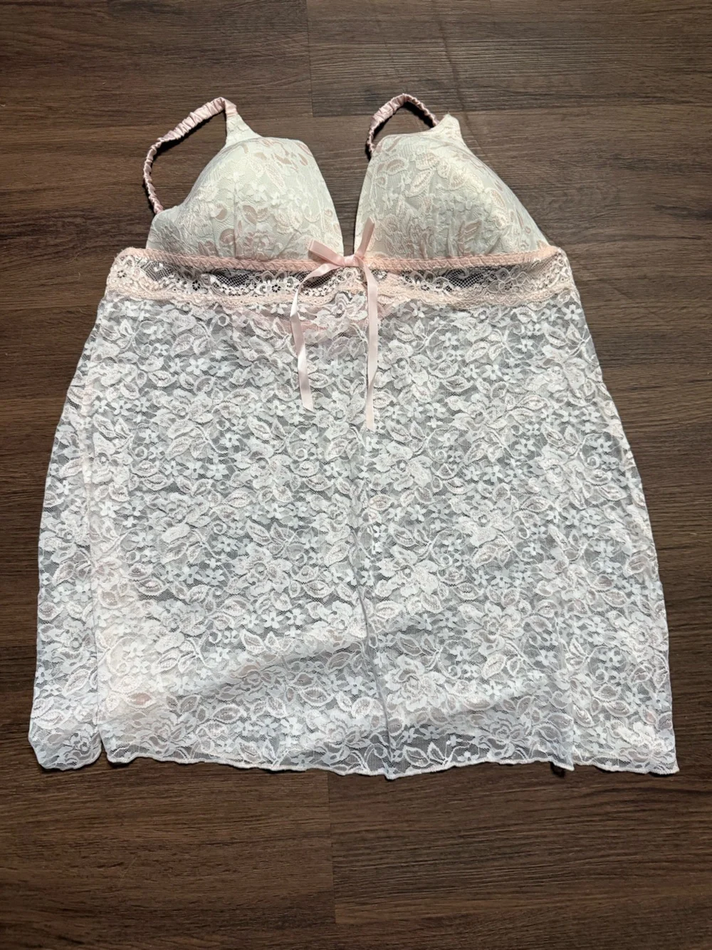 Delicate Lace Chemise Slip in Light Pink